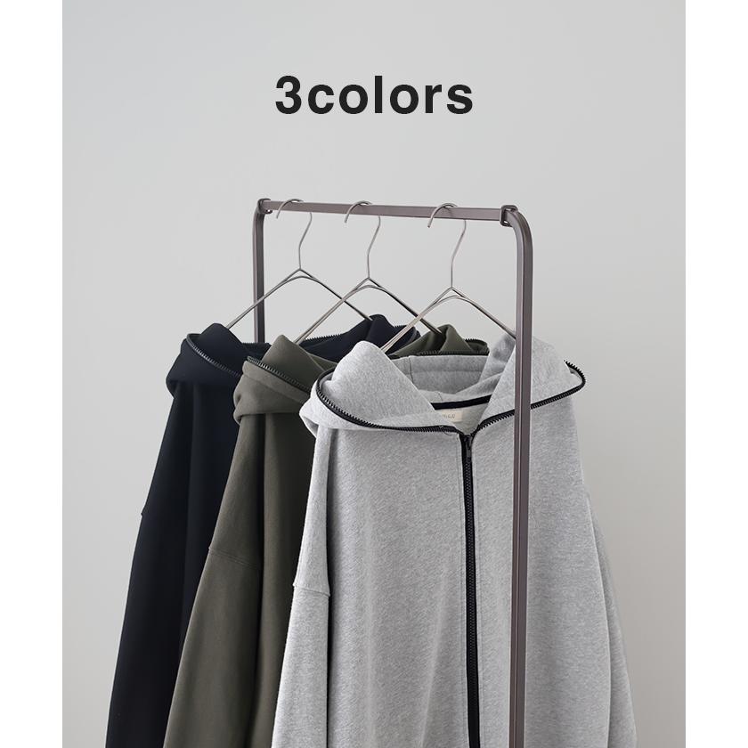 パーカー ロング 綿100 体型カバー アウター レディース ライトアウター フード 刺繍 ロゴ トップス フーディー OUTER2410 | HUG.U | 12