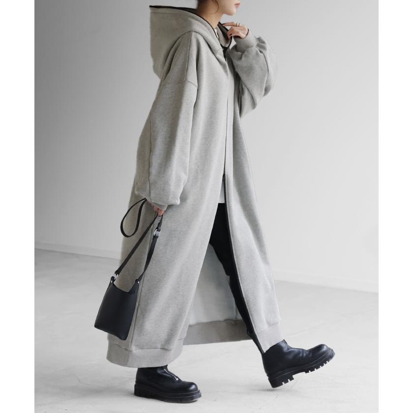 HUG.U パーカー ロング 綿100 体型カバー アウター レディース