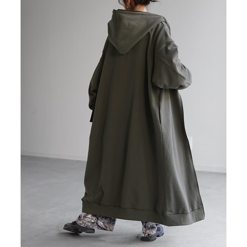 パーカー ロング 綿100 体型カバー アウター レディース ライトアウター フード 刺繍 ロゴ トップス フーディー OUTER2410 | HUG.U | 11