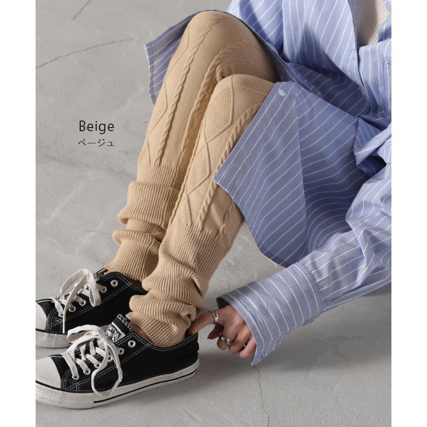 レギンス ケーブル編み ニット リブ ニットレギンス スパッツ くしゅくしゅ 下着 レギパン インナー パンツ | HUG.U | 18