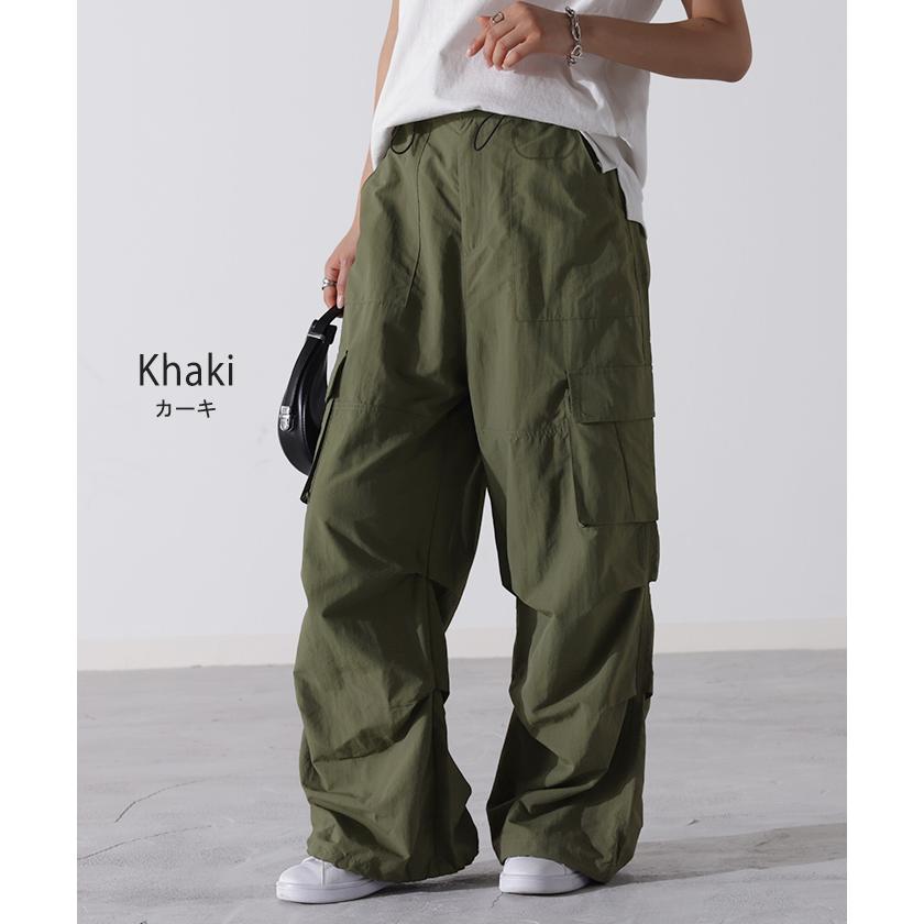 HUG.U パンツ 裾2way パラシュートパンツ レディース カーゴ