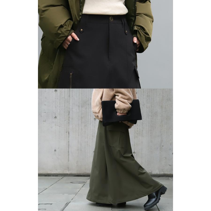 スカート ミリタリー チノ Aライン ポケット チノスカート Aラインスカート レディース ボトムス ロングスカート | HUG.U | 12