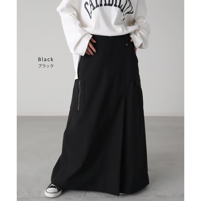 スカート ミリタリー チノ Aライン ポケット チノスカート Aラインスカート レディース ボトムス ロングスカート | HUG.U | 15