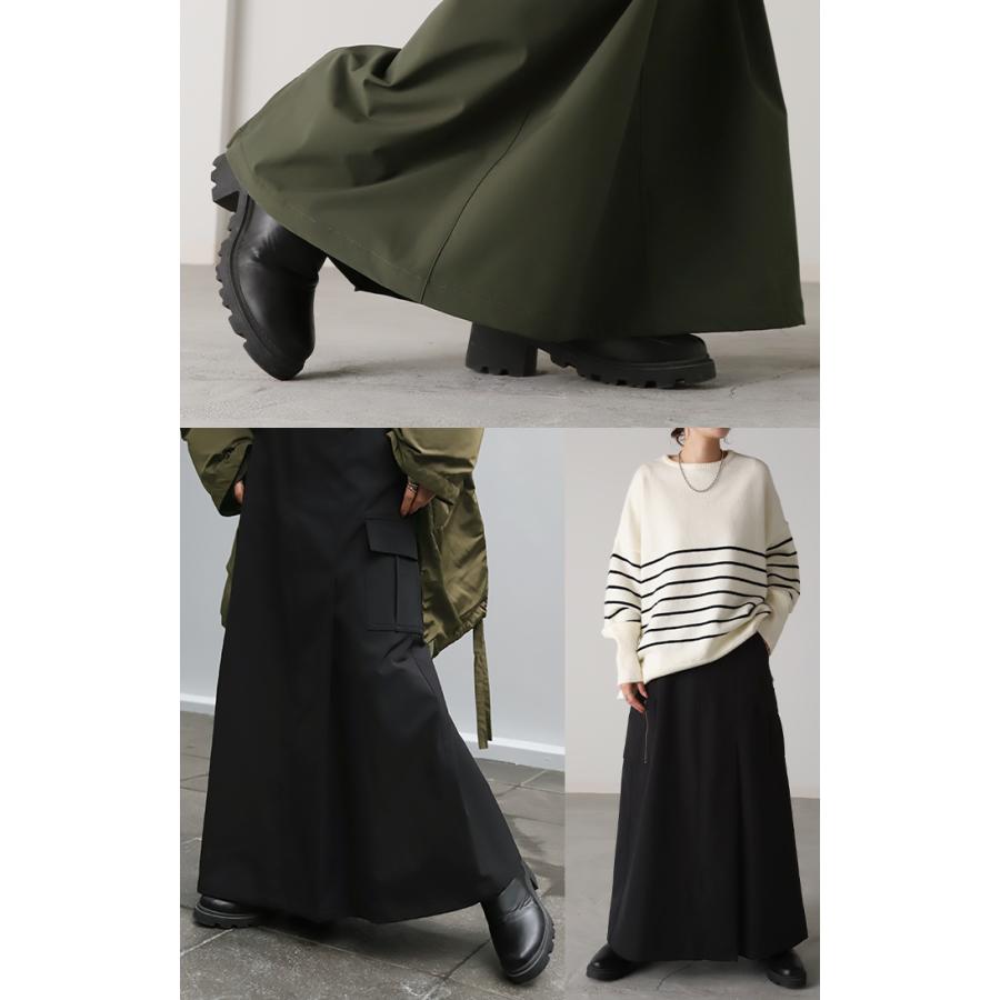 スカート ミリタリー チノ Aライン ポケット チノスカート Aラインスカート レディース ボトムス ロングスカート | HUG.U | 21