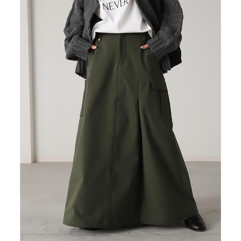 スカート ミリタリー チノ Aライン ポケット チノスカート Aラインスカート レディース ボトムス ロングスカート | HUG.U | 06