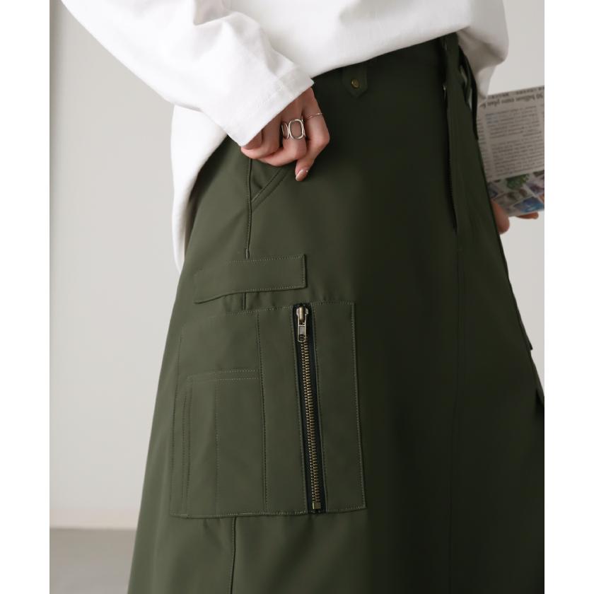 スカート ミリタリー チノ Aライン ポケット チノスカート Aラインスカート レディース ボトムス ロングスカート | HUG.U | 08