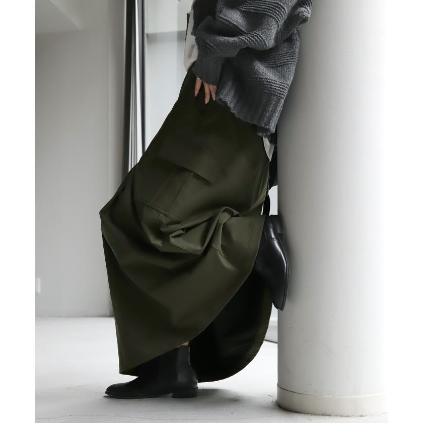 スカート ミリタリー チノ Aライン ポケット チノスカート Aラインスカート レディース ボトムス ロングスカート | HUG.U | 10