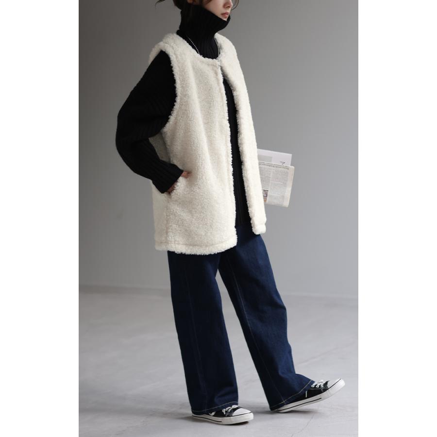 ベスト ファー 2way ジレ レディース トップス ファーベスト ファージレ ボア 前開き レイヤード ノーカラ― | HUG.U | 13