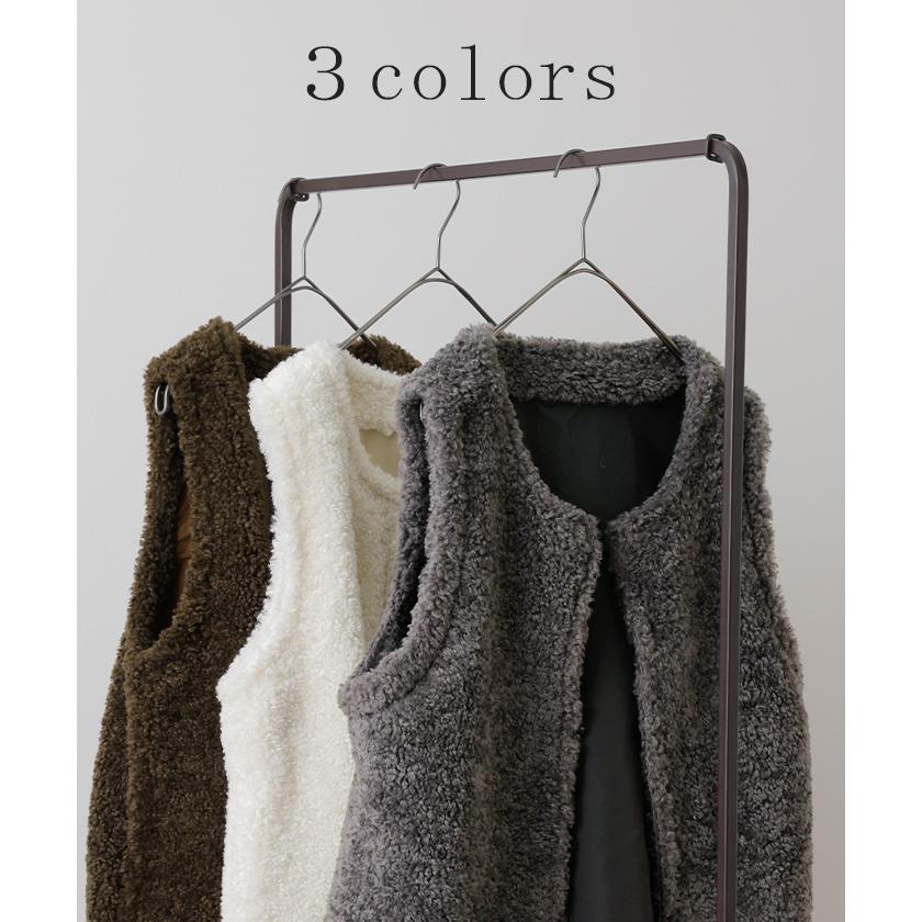 ベスト ファー 2way ジレ レディース トップス ファーベスト ファージレ ボア 前開き レイヤード ノーカラ― | HUG.U | 14