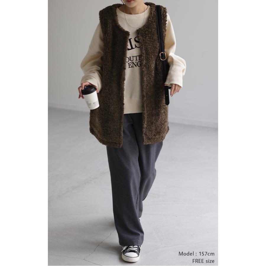 ベスト ファー 2way ジレ レディース トップス ファーベスト ファージレ ボア 前開き レイヤード ノーカラ― | HUG.U | 08