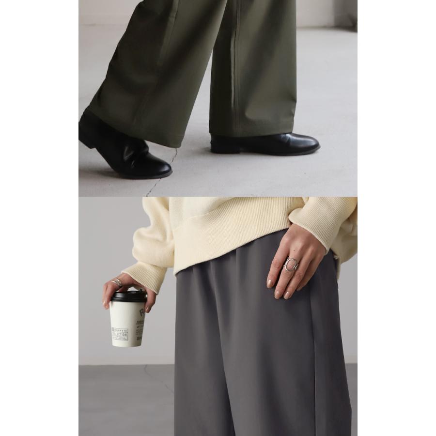 ワイドパンツ パンツ レディース 微起毛 ワイド 大きいサイズ ボトムス ロング ストレート 疲れないパンツ | HUG.U | 19