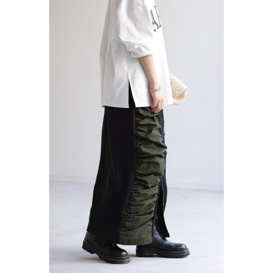 スカート サイド ギャザー タイトスカート レディース ボトムス 変形 ロングスカート マキシスカート スウェット | HUG.U | 21