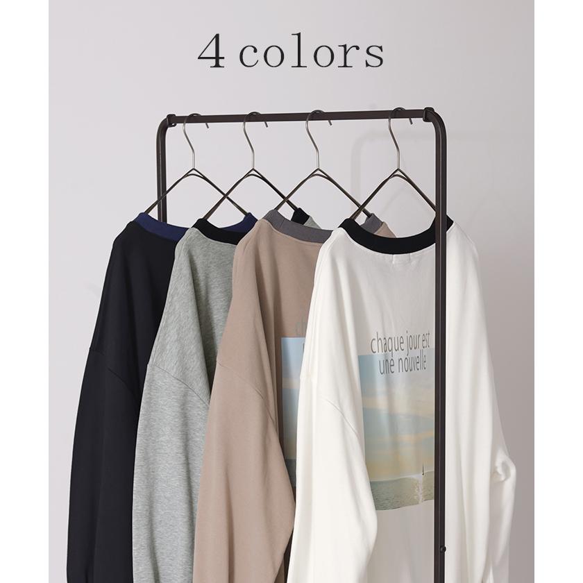 カットソー ロンT プリント レディース Tシャツ プリント 長袖 厚手 ロング ロゴ ロゴT バックプリント | HUG.U | 14