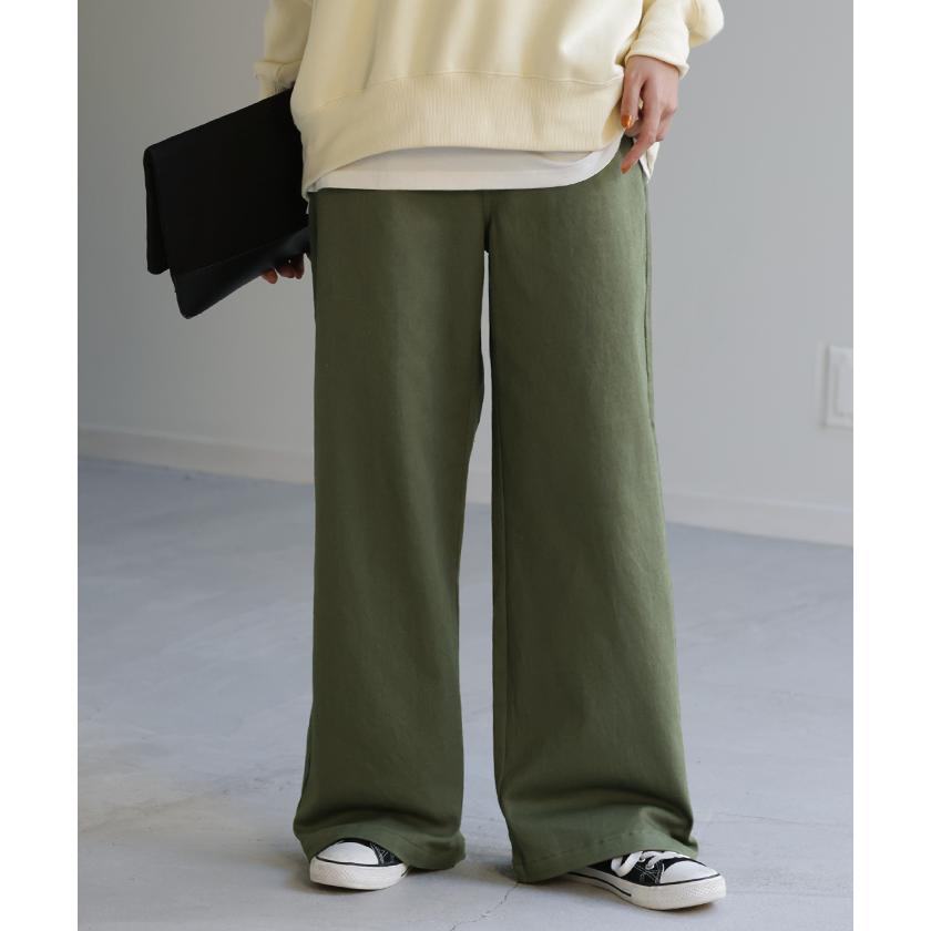 パンツ レディース 微起毛 ワイド 大きいサイズ ボトムス チノパン チノパンツ ストレート ボトム 体型カバー | HUG.U | 08