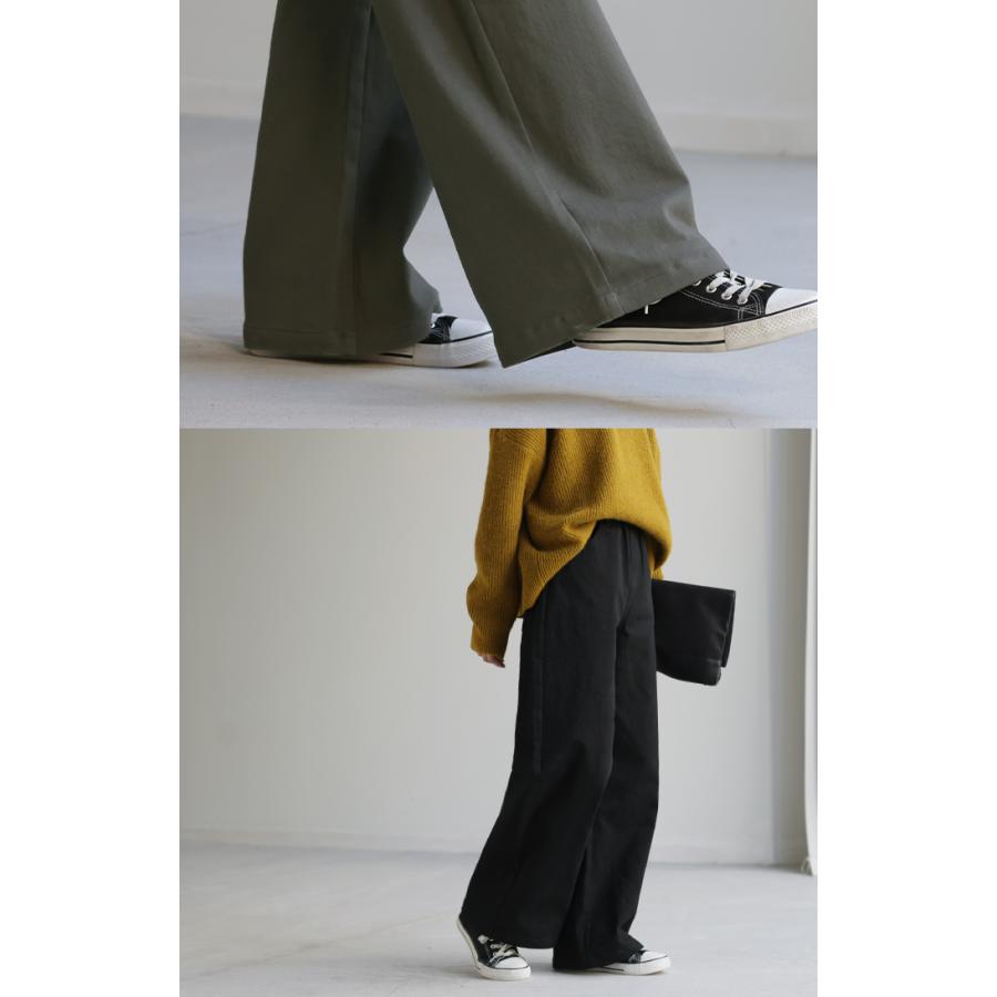 パンツ レディース 微起毛 ワイド 大きいサイズ ボトムス チノパン チノパンツ ストレート ボトム 体型カバー | HUG.U | 12