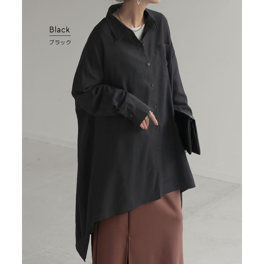 シャツ 体型カバー オーバーサイズ 変形 ドルマン 変形シルエット 彼シャツ チュニック トップス レディース | HUG.U | 20