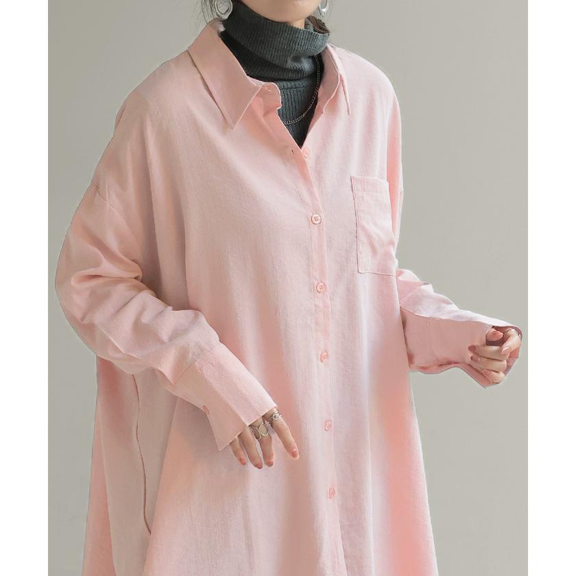 シャツ 体型カバー オーバーサイズ 変形 ドルマン 変形シルエット 彼シャツ チュニック トップス レディース | HUG.U | 10