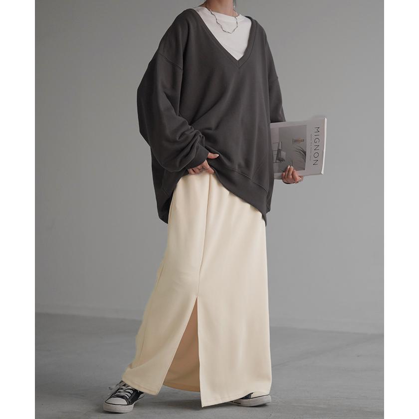 スカート タイトスカート レディース ボトムス ポンチスカート ロングスカート マキシスカート ジャージー | HUG.U | 23