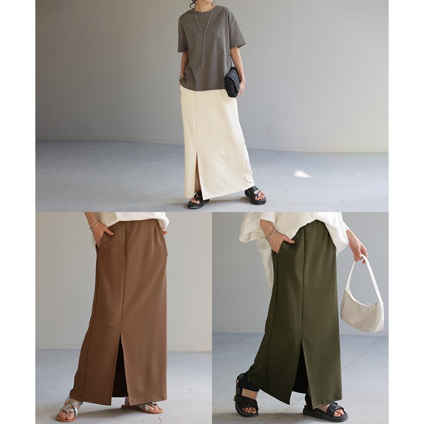 スカート タイトスカート レディース ボトムス ポンチスカート ロングスカート マキシスカート ジャージー | HUG.U | 15