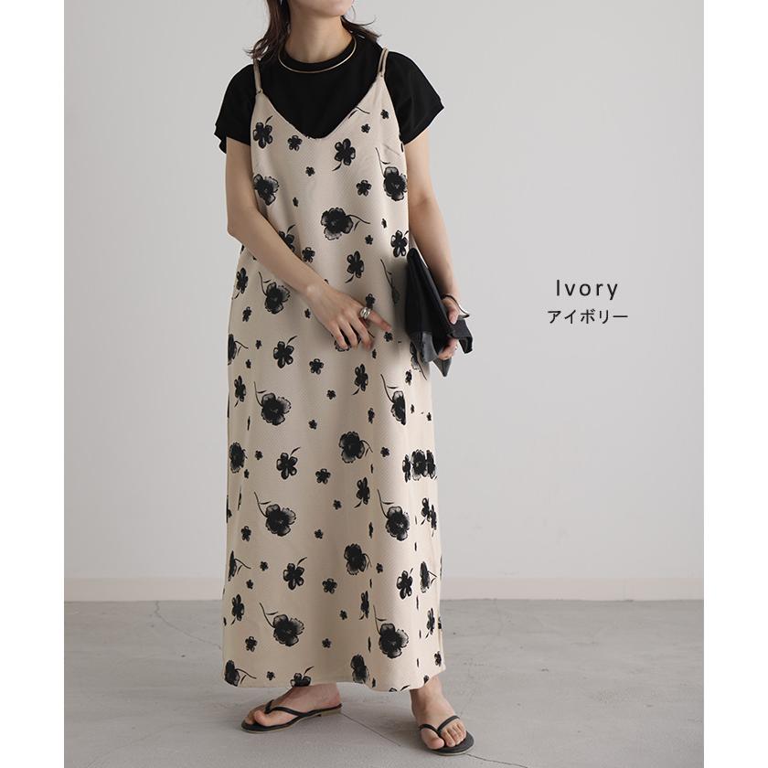 ワンピース キャミワンピース 花柄 ロング ツイード レディース キャミワンピ ロングワンピース | HUG.U | 16