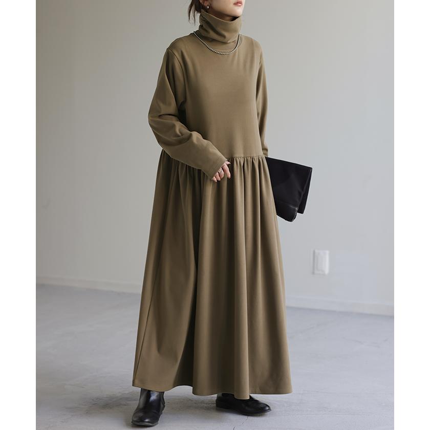 ワンピース レディース ワンピ ロングワンピース ロング ロングワンピ オフタートル Aライン きれいめ 長袖 | HUG.U | 08