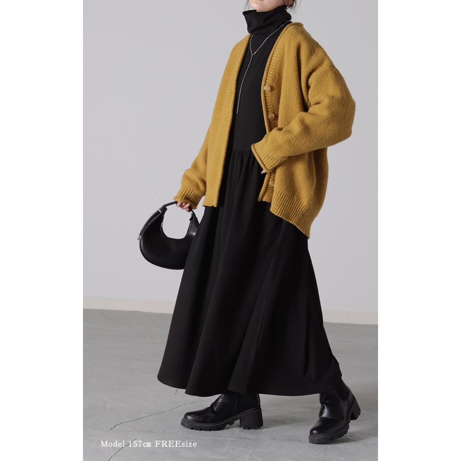 ワンピース レディース ワンピ ロングワンピース ロング ロングワンピ オフタートル Aライン きれいめ 長袖 | HUG.U | 09