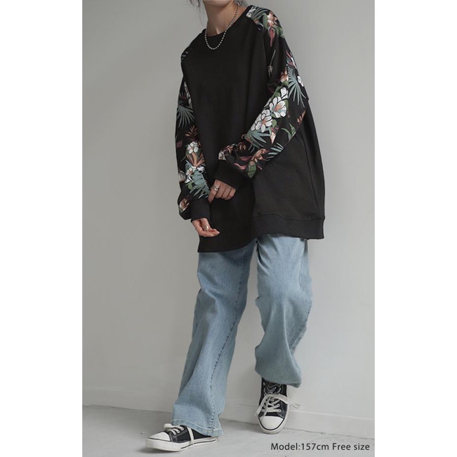 トップス スウェット 花柄 プリント レディース トレーナー 体型カバー チュニック 大きいサイズ ドルマン タイムセールSW2 | HUG.U | 05