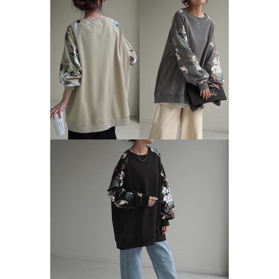 トップス スウェット 花柄 プリント レディース トレーナー 体型カバー チュニック 大きいサイズ ドルマン タイムセールSW2 | HUG.U | 08