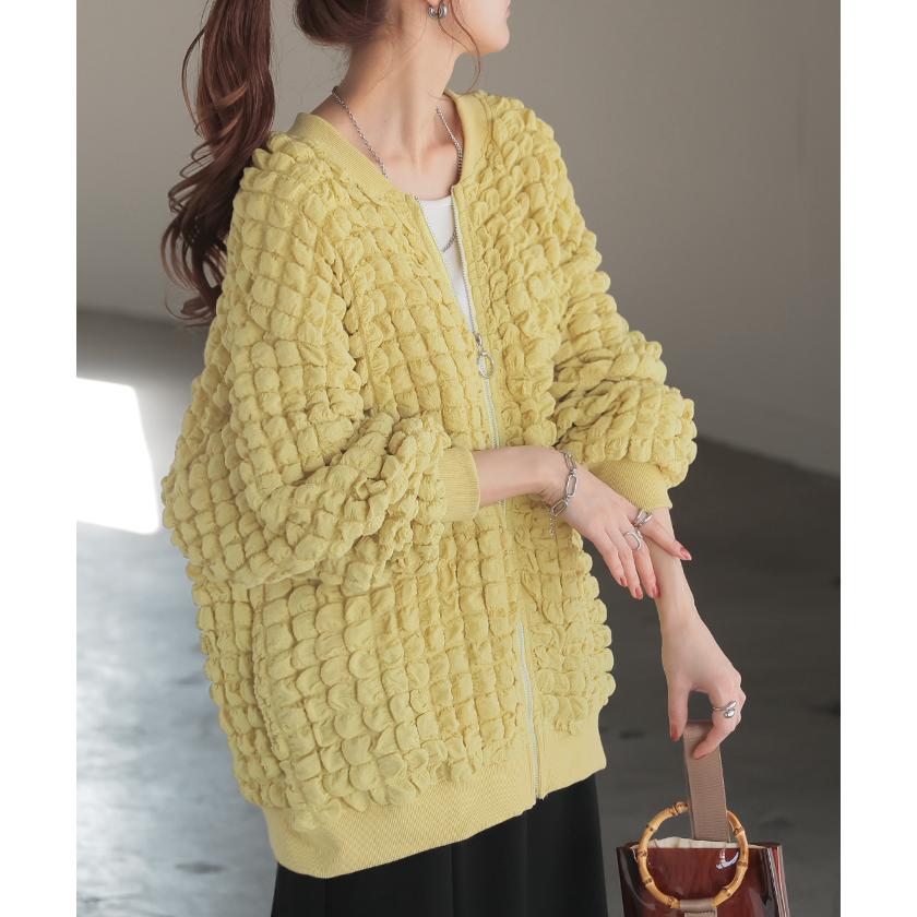 トップス カーデ ポップコーン アウター シアー 薄手 カーディガン ぽこぽこ レディース 凸凹 ライトアウター タイムセールSW2 | HUG.U | 07