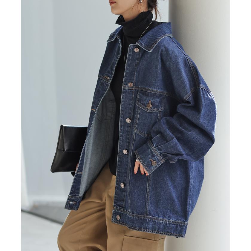 デニムジャケット Gジャン ビッグ オーバーサイズ デニム アウター レディース デニムシャツ トップス | HUG.U | 08