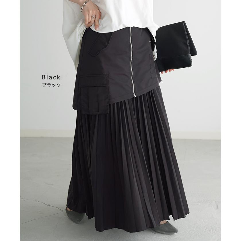 スカート 2点セット プリーツ プリーツスカート レディース ロングスカート ロング ラップスカート マキシ | HUG.U | 14