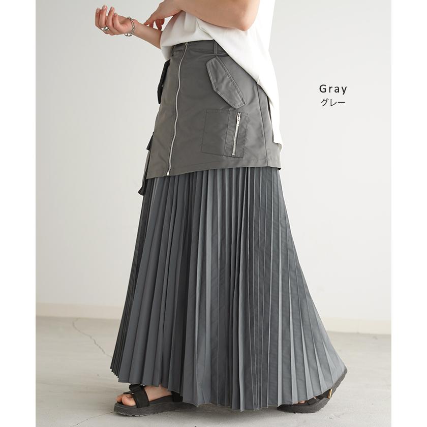 スカート 2点セット プリーツ プリーツスカート レディース ロングスカート ロング ラップスカート マキシ | HUG.U | 16
