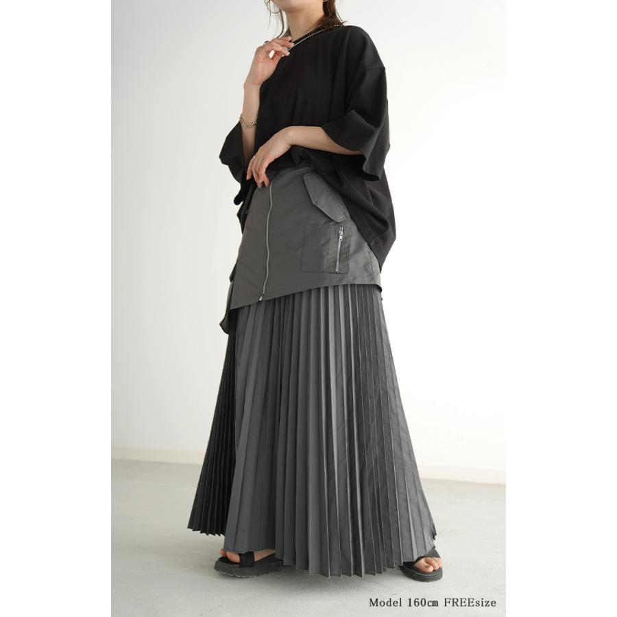 スカート 2点セット プリーツ プリーツスカート レディース ロングスカート ロング ラップスカート マキシ | HUG.U | 05
