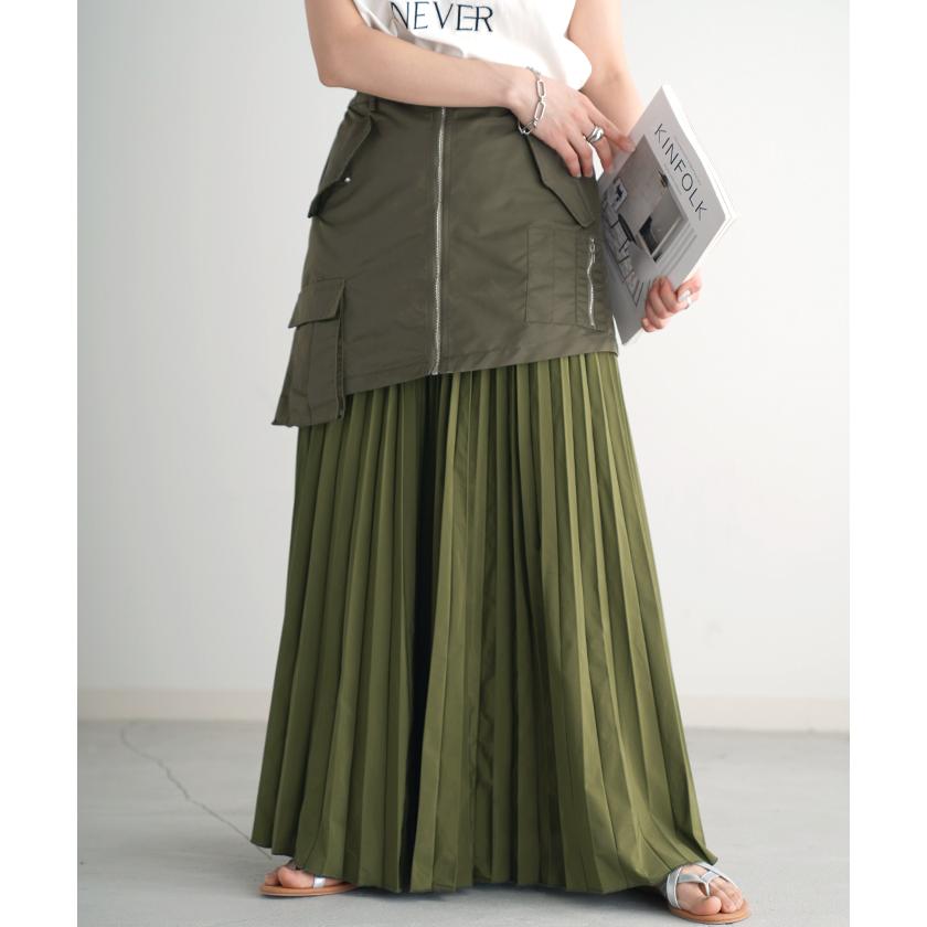 スカート 2点セット プリーツ プリーツスカート レディース ロングスカート ロング ラップスカート マキシ | HUG.U | 07