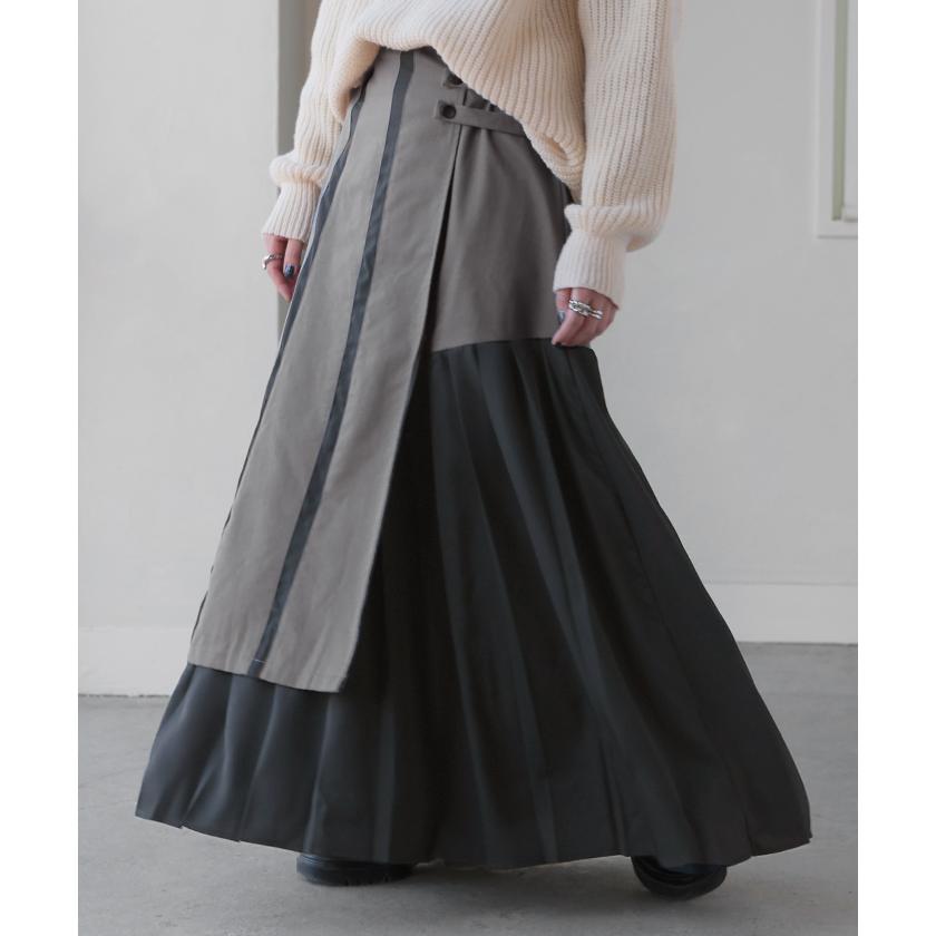 HUG.U スカート プリーツ モード プリーツスカート 太めプリーツ 太め