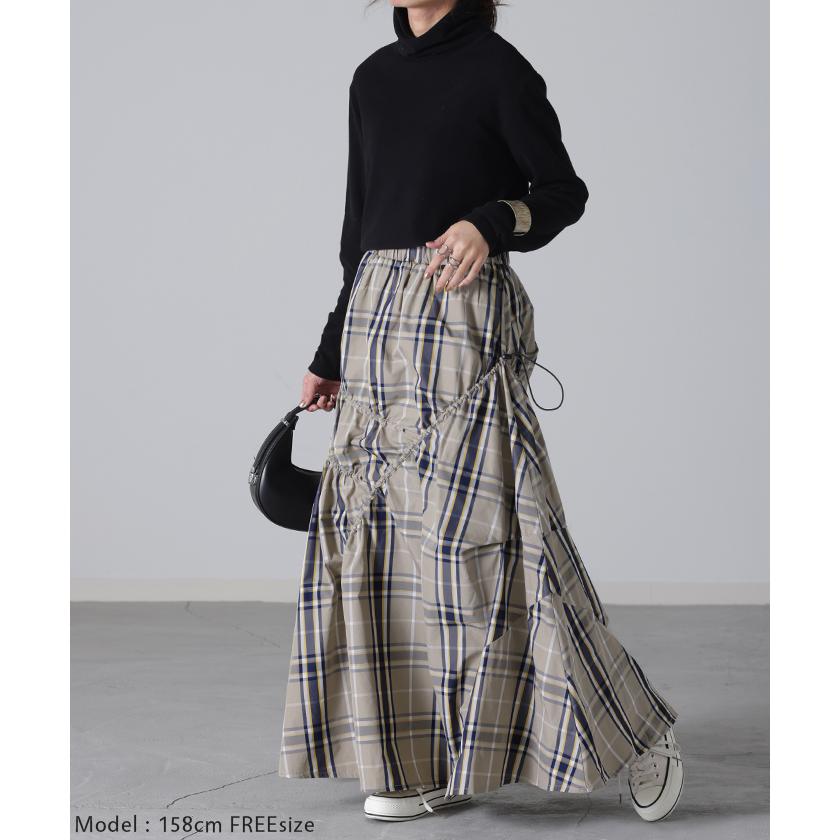 スカート チェック ロングスカート フレア Aライン レディース チェック柄 ボトムス フレアスカート 柄 | HUG.U | 20