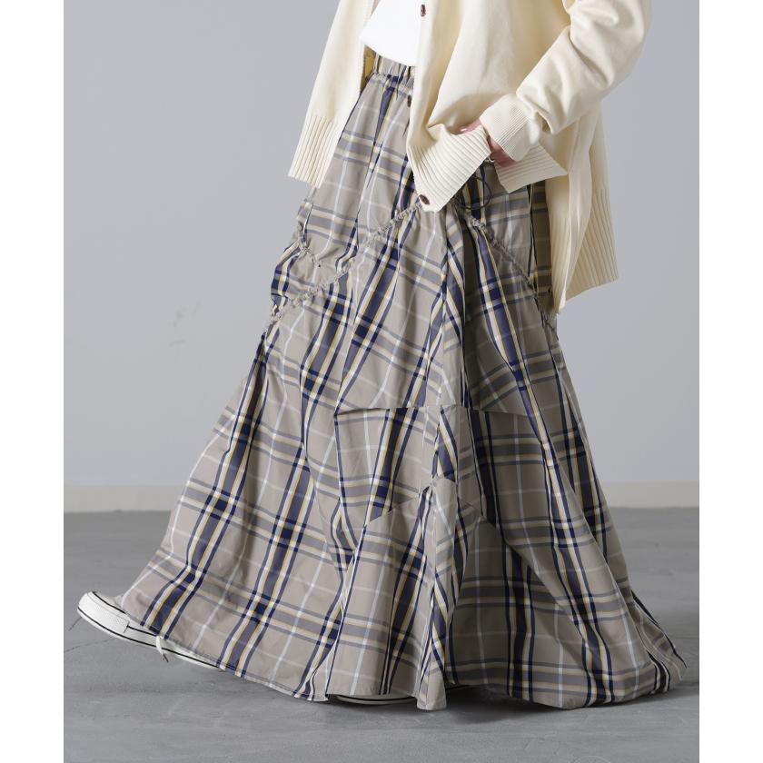 スカート チェック ロングスカート フレア Aライン レディース チェック柄 ボトムス フレアスカート 柄 | HUG.U | 09