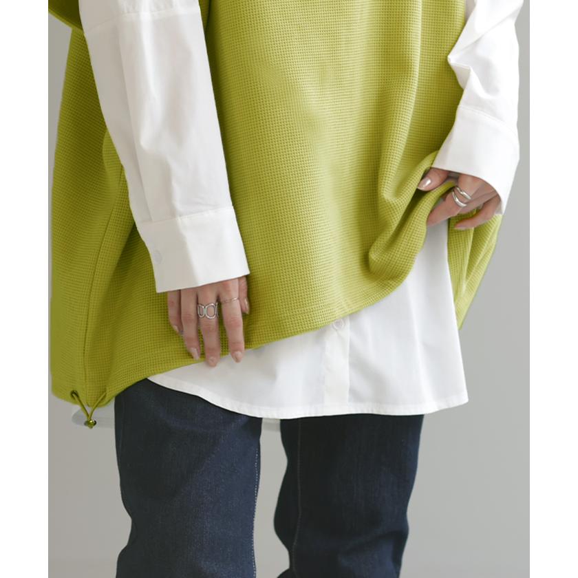 カットソー シャツ レイヤード Tシャツ レディース ロンT レイヤード風 トップス ロング ロングシャツ | HUG.U | 08