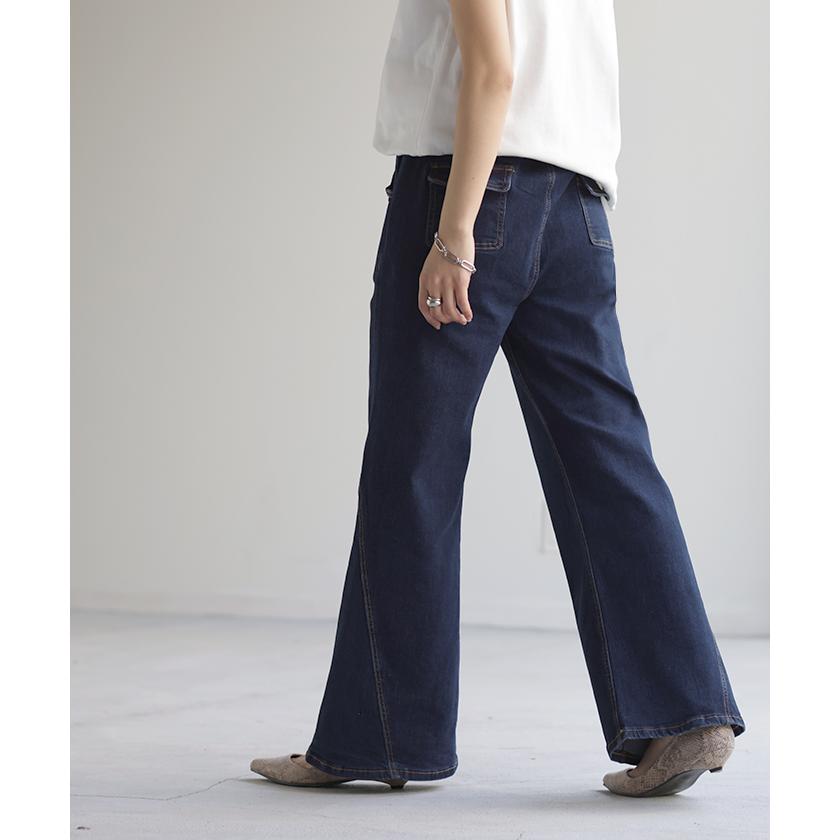 デニム 激のび ワイド パンツ レディース デニムパンツ ワイドパンツ バギーパンツ ジーンズ ジーパン | HUG.U | 12
