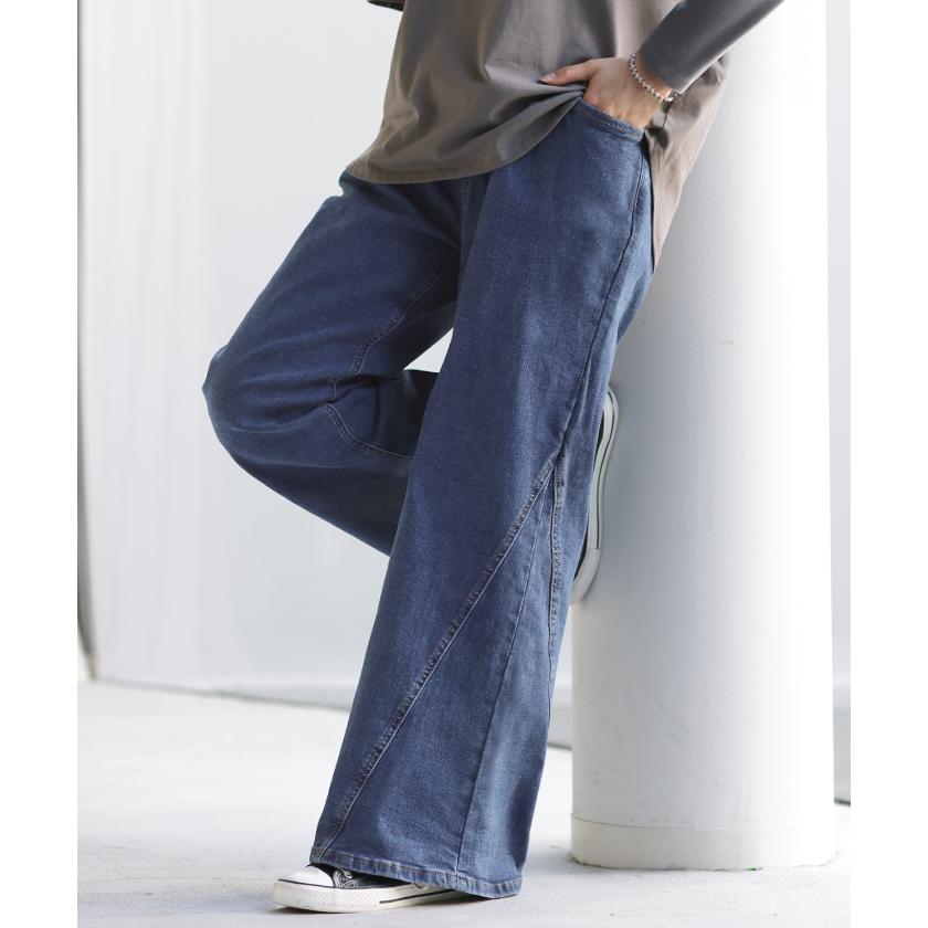デニム 激のび ワイド パンツ レディース デニムパンツ ワイドパンツ バギーパンツ ジーンズ ジーパン | HUG.U | 07