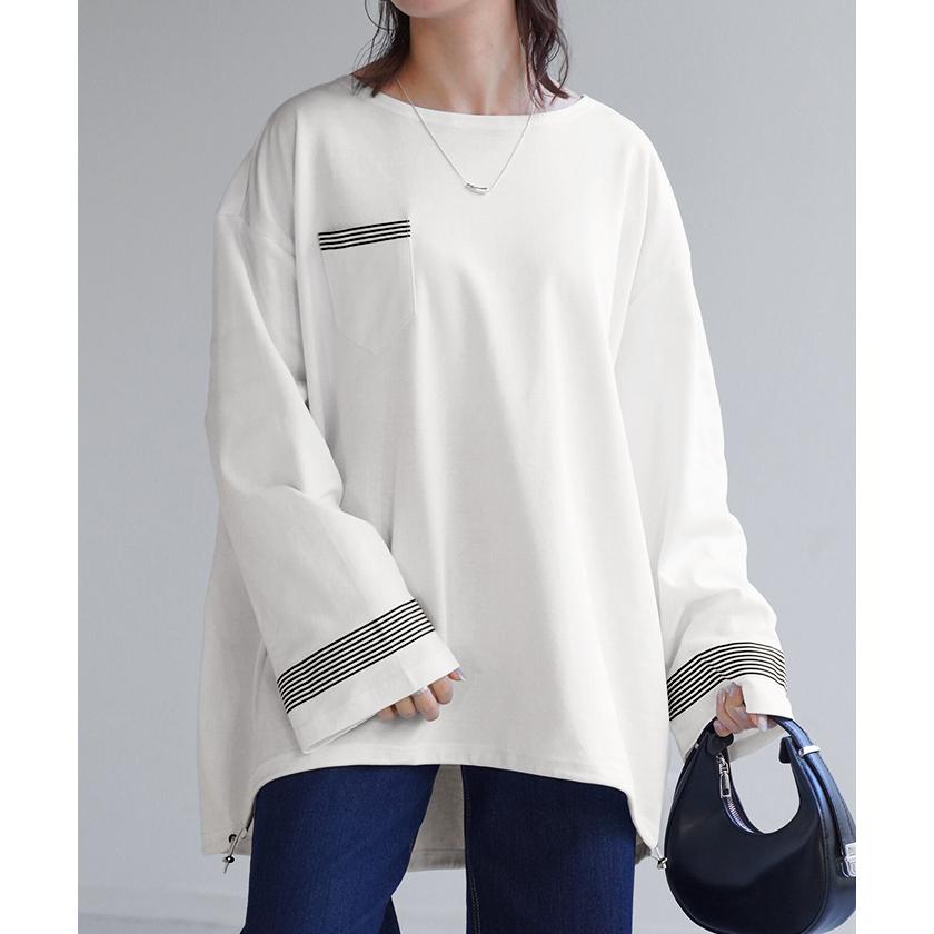 HUG.U（ハグユー） ロンT ボーダー ライン レディース ドロスト