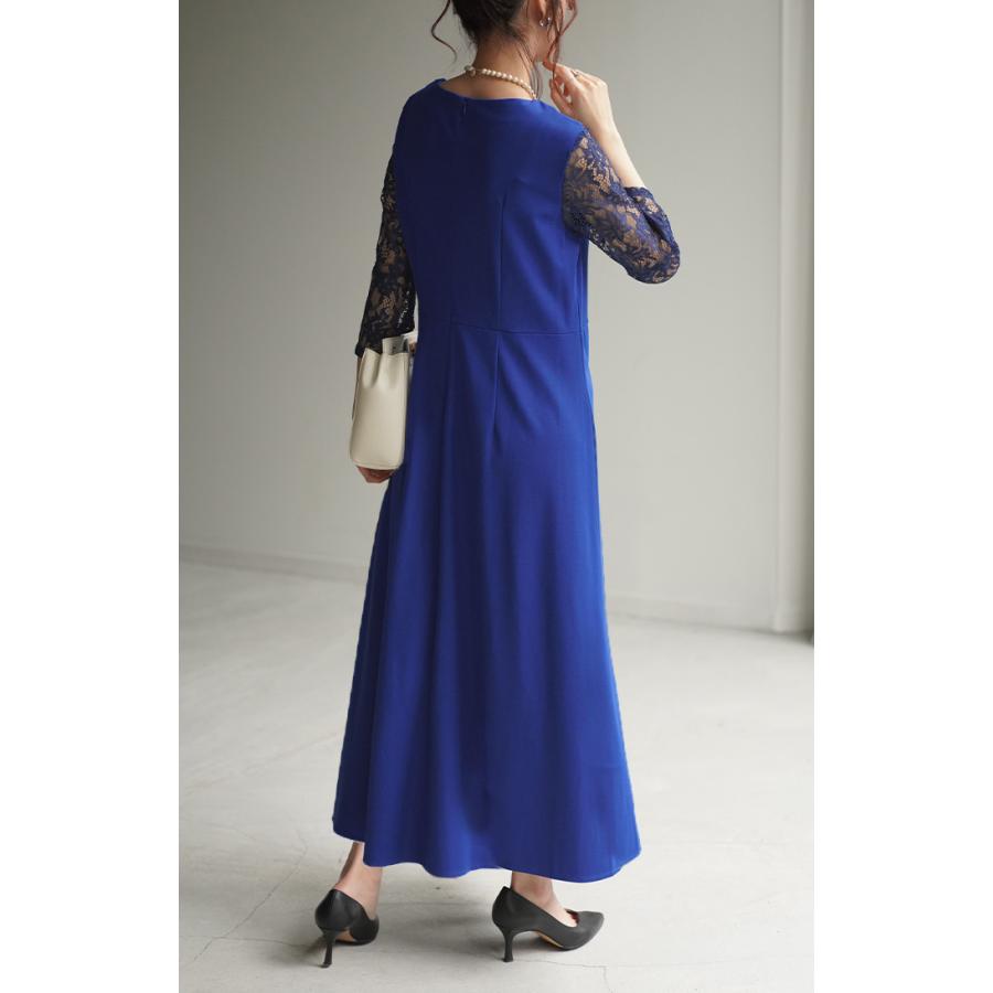 ワンピース レース 結婚式 ドレス フレア袖 袖あり オケージョン ロングワンピース ギャザー ロング ワンピ | HUG.U | 10