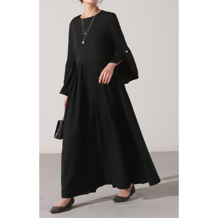 HUG.U ワンピース パール ドレス フレア袖 袖あり 結婚式