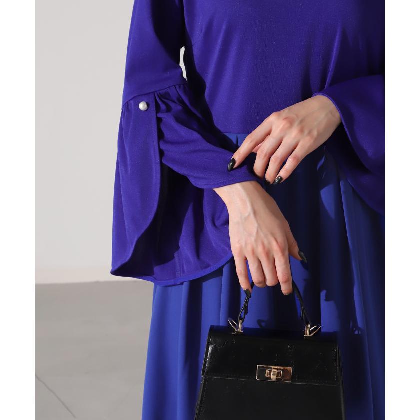 ワンピース パール ドレス フレア袖 袖あり 結婚式 オケージョン ロングワンピース ロング ワンピ レディース | HUG.U | 21