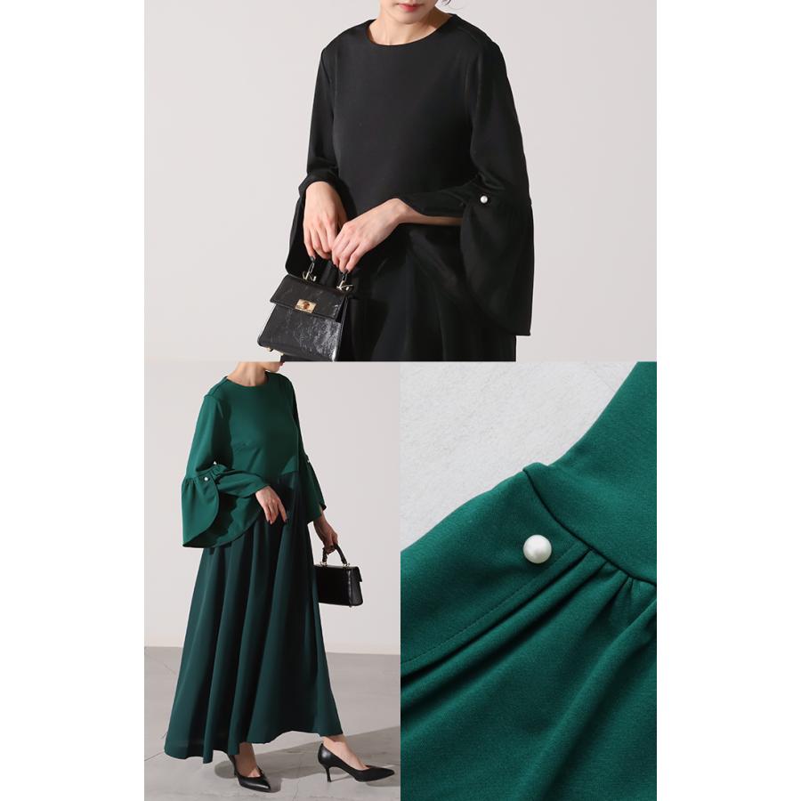 ワンピース パール ドレス フレア袖 袖あり 結婚式 オケージョン ロングワンピース ロング ワンピ レディース | HUG.U | 22