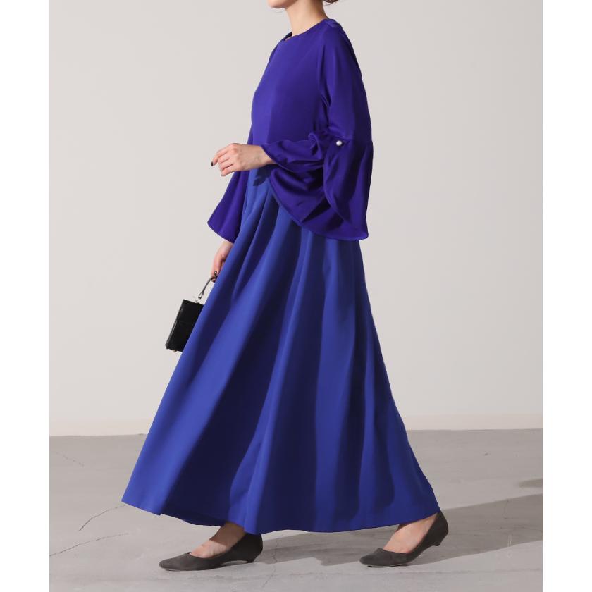 ワンピース パール ドレス フレア袖 袖あり 結婚式 オケージョン ロングワンピース ロング ワンピ レディース | HUG.U | 07