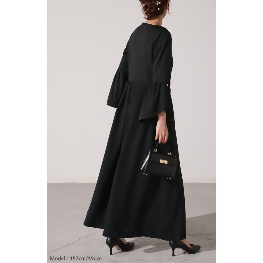 ワンピース パール ドレス フレア袖 袖あり 結婚式 オケージョン ロングワンピース ロング ワンピ レディース | HUG.U | 10