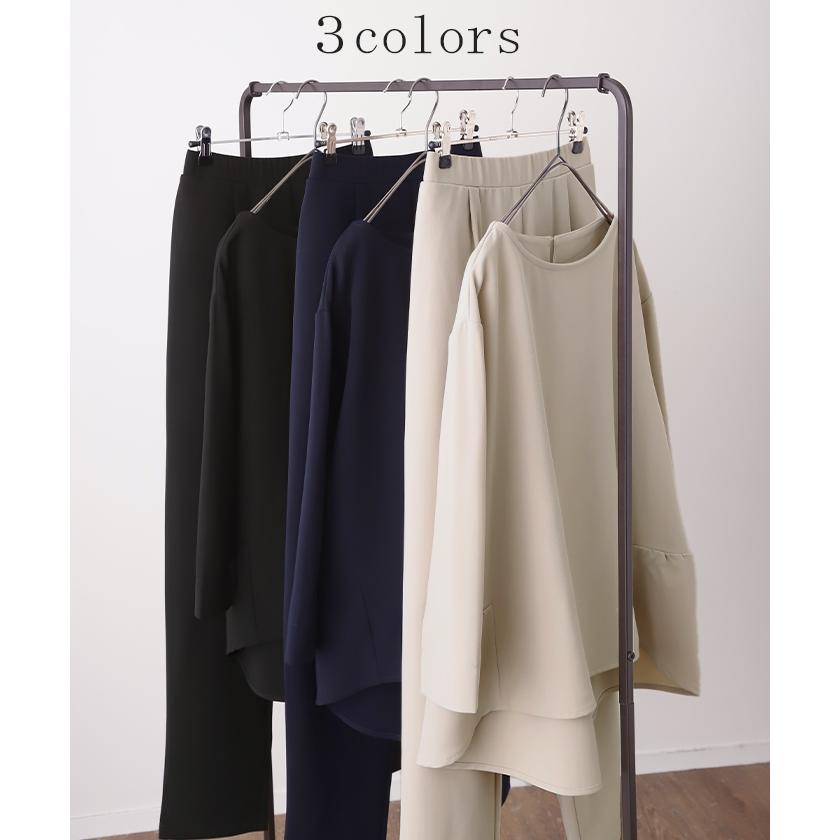 セットアップ フォーマル 2点セット パンツ トップス 体型カバー レディース パンツスーツ スーツ バックフリル | HUG.U | 13