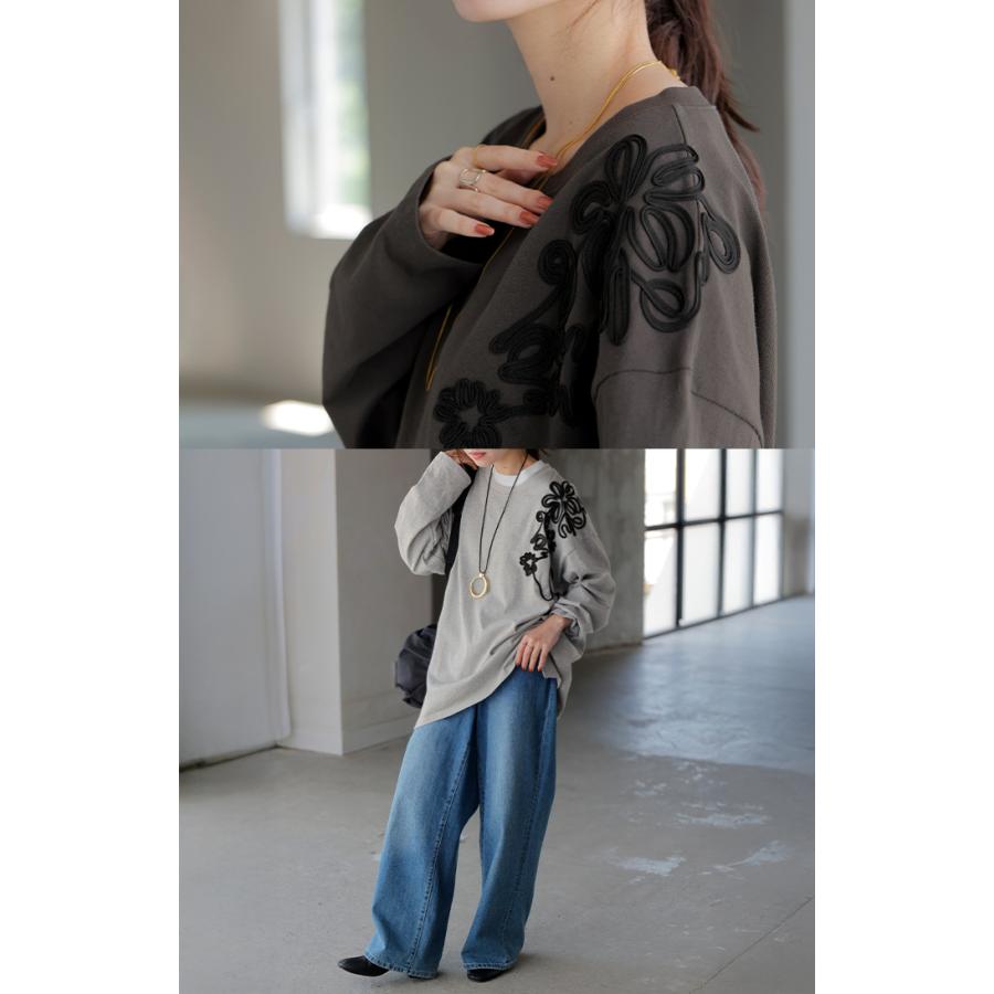 HUG.U（ハグユー） カットソー ロンT コード 刺繍 レディース 綿100