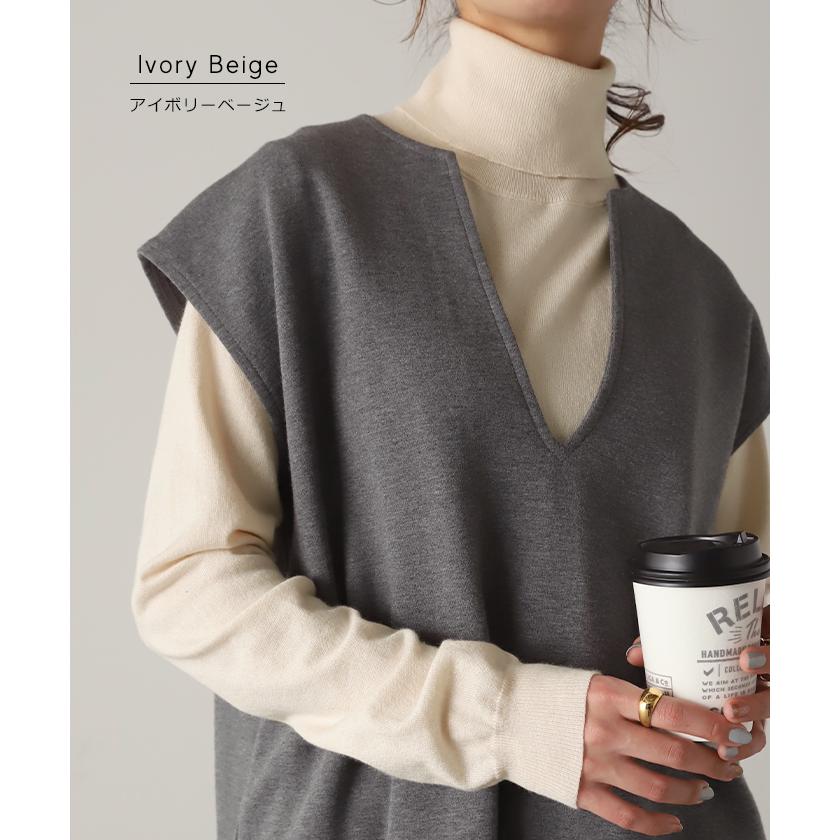 ニット インナー タートル レディース タートルネック トップス カットソー リブ タートルニット ハイネック | HUG.U | 19